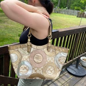 Coach Gold Patchwork Carly Shoulder Bag F16180